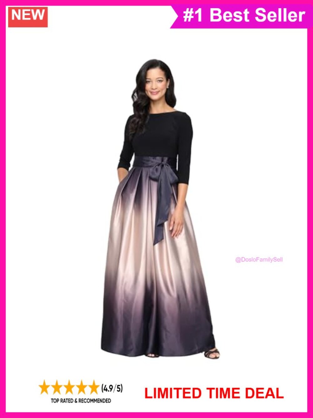 Womens Satin Mother of the Bride Dress Pockets Formal Gown